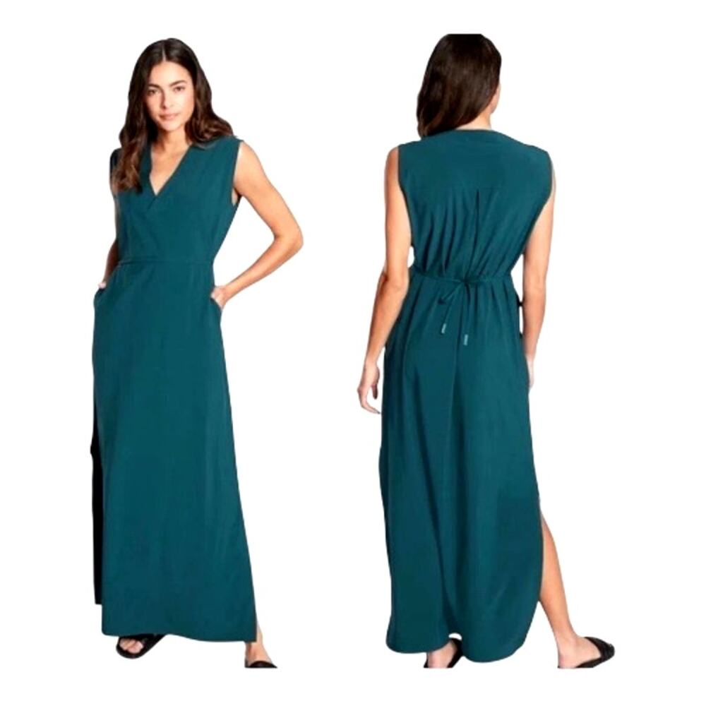 Athleta Oceanic Teal Sleeveless Marlow Maxi athleisure UPF 50+ Dress size XXS